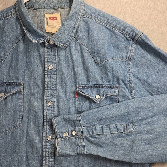 Levis Pearl Snap Shirt Denim Western XL Lonv Sleeve - Picture 1 of 11